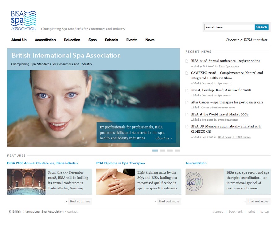 BISA Spa Association website home